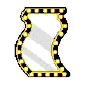 Actor makeup mirror frame pixel art vector illustration Stock Illustration