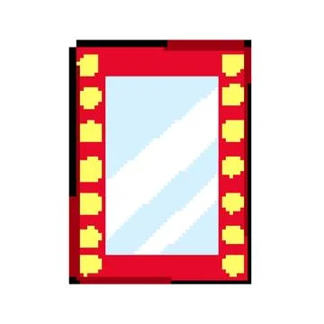 Actor makeup mirror frame pixel art vector illustration Stock Illustration