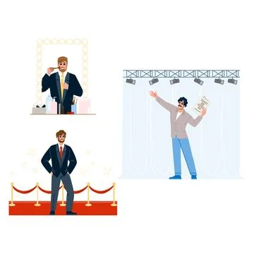 Actor man preparing performing and walking red carpet イラスト素材