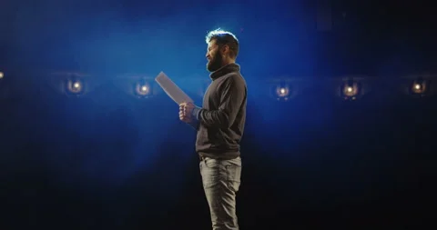 Actor performing a monologue in a theater Stock Footage 100508122