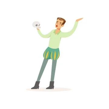 Actor play in theatrical performance of Hamlet Stock Illustration