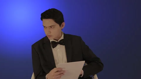 Actor preparing for his audition 4K Stock Footage 160365018