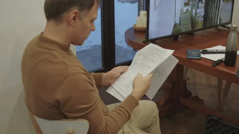 Actor Reading Screenplay Stock Footage 221913892