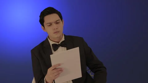 Actor reading script 4k Stock Footage 160365033