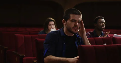 Actor rehearsing in the theater Stock Footage 100468812