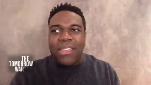 Actor Sam Richardson talks about new action film 'The Tomorrow War' - 2021 Stock Footage 161190846