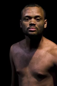 Actor on stage represents a dramatic character. Stock Photos