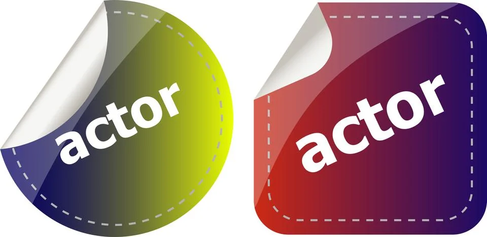 Actor stickers set, icon button isolated on white Stock Illustration