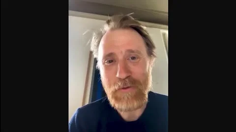 Actor Thorbjorn Harr is interviewed for his action thriller 'The Tunnel' - 2021 Stock Footage 158108336