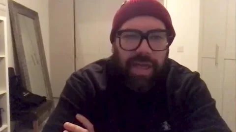 Actor Tom Davis is interviewed for movie 'King Gary: Christmas Special' - 2020 Video stock 154331364