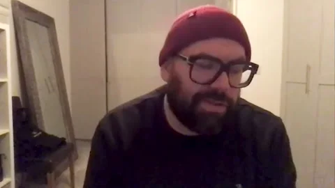 Actor Tom Davis is interviewed for movie 'King Gary: Christmas Special' - 2020 Stock Footage 154332244