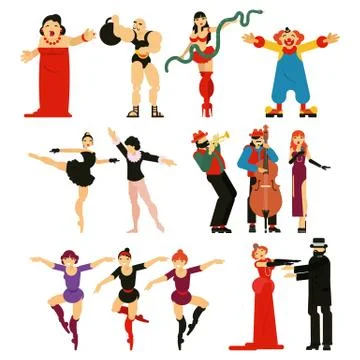 Actor vector performer or actress character playing musical entertainment Stock Illustration