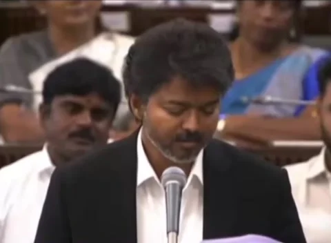 Actor Vijay Delivering Speech in Tamil Nadu Legislative Assembly Chennai Stock-Footage 335633890