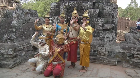 Actors at Angkor Wat Temple Complex, Siem Reap Province, Cambodia Stock Footage 49642720