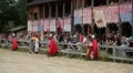 Actors in the arena and audience in Kyivan Rus park, Kopachiv village HD Footage