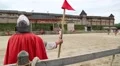 Actors in the arena in Kyivan Rus park, Kopachiv village HD Footage