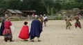 Actors in arena in Kyivan Rus park, Kopachiv village HD Footage