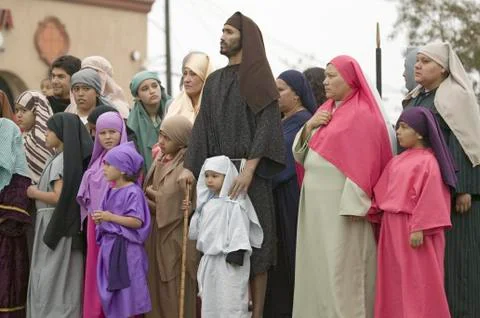 Actors during the Passion play, a dramatic reenactment of the trial, torture and Stock Photos