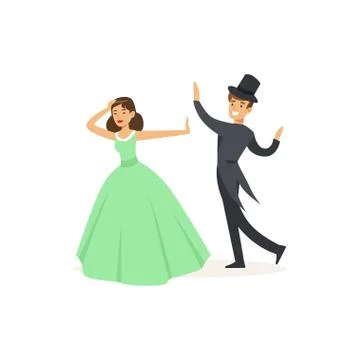 Actors play in dancing theatre performance Stock Illustration