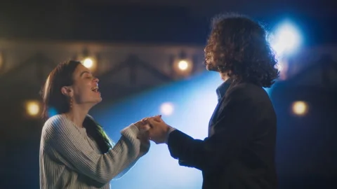 Actress and actor playing romantic scene Stock Footage 201426626
