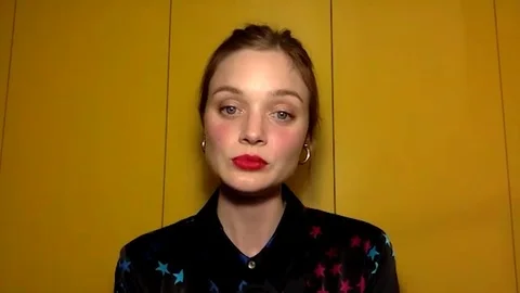 Actress Bella Heathcote is interviewed online for new movie Relic - 2020 Video stock 144640089