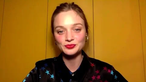 Actress Bella Heathcote is interviewed online for new movie Relic - 2020 Video stock 144640103