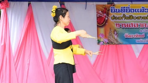 Actress dance finger nails dance with Lanna music. Stock Footage 80597641