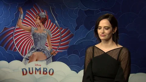 Actress Eva Green is interviewed for 2019 version of her movie 'Dumbo' Video stock 107536968