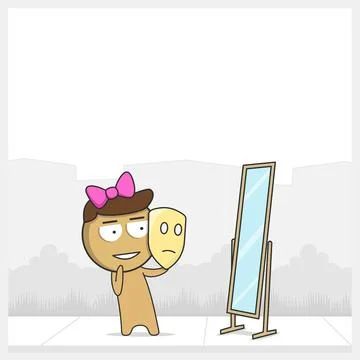 The actress is rehearsing in front of the mirror. Stock Illustration