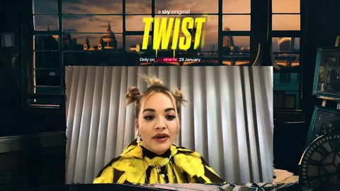 Actress Rita Ora is interviewed for her performance in 'Twist' - 2021 Stock Footage 154376493