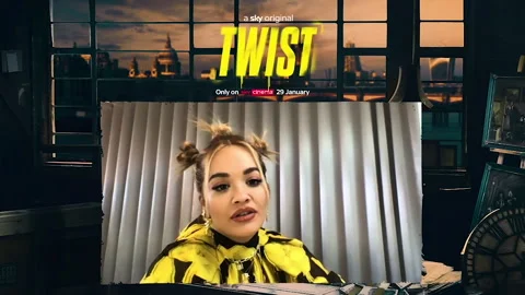 Actress Rita Ora talks about shooting new crime drama film 'Twist' - 2021 Stock Footage 154376838