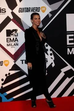  Actress Ruby Rose arrive at the 2015 MTV Europe Music Awards, EMAs, at Me... Stock Photos