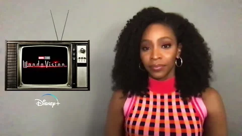 Actress Teyonah Parris talks about Television series 'Wanda Vision' - 2021 Video stock 154377704