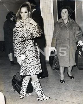 Photograph: Actress Ursula Andress Wearing Leopard Skin Fur Coat And ...