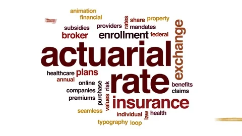 Actuarial rate animated word cloud. Kinetic typography. Stock Footage 111882910