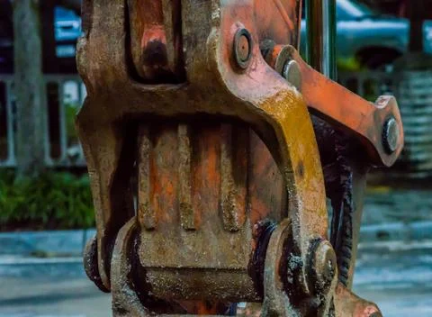 Actuator arm of backhoe Stock-Fotos