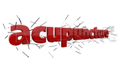 Acupuncture concept with red text. 3d illustration Stock Illustration