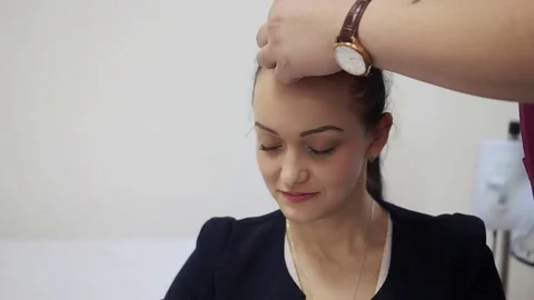 Acupuncture of the head and face. Stock Footage 81456724