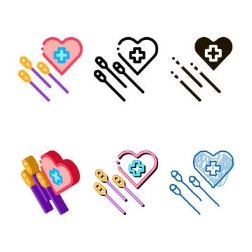 Acupuncture for heart work icon vector set Stock Illustration