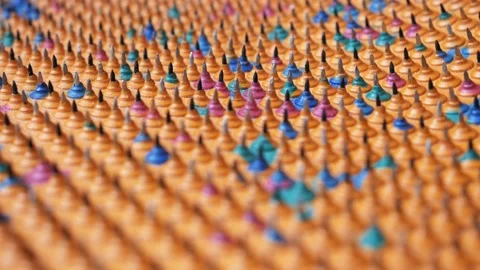 Acupuncture mat for the whole body. Sharp iron needles on a rubber sheet. Stock Footage 220564249
