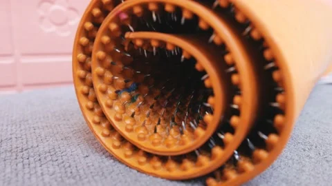 Acupuncture mat for the whole body. Sharp iron needles on a rubber sheet Stock Footage 222801153