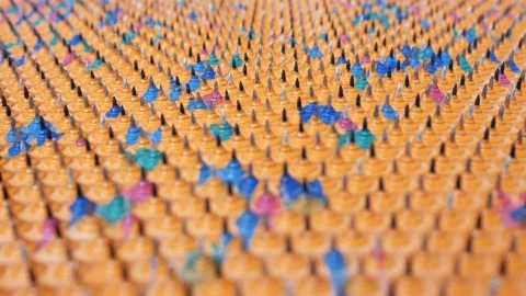 Acupuncture mat for the whole body. Sharp iron needles on a rubber sheet. Stock Footage 226610162