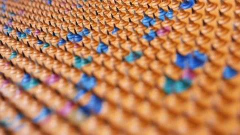 Acupuncture mat for the whole body. Sharp iron needles on a rubber sheet. Stock Footage 231159596