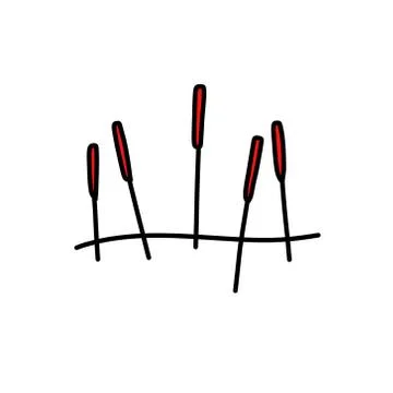 Acupuncture needles doodle icon, vector color illustration Stock Illustration
