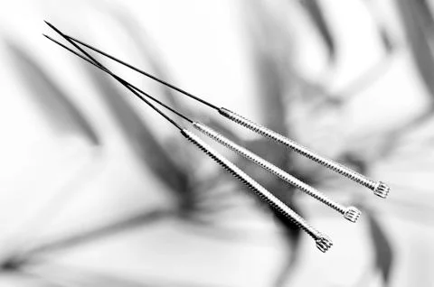 Acupuncture needles Stock Photos