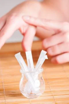 Acupuncture needles Stock Photos