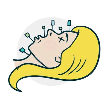 Acupuncture procedure on the face comics style Stock Illustration