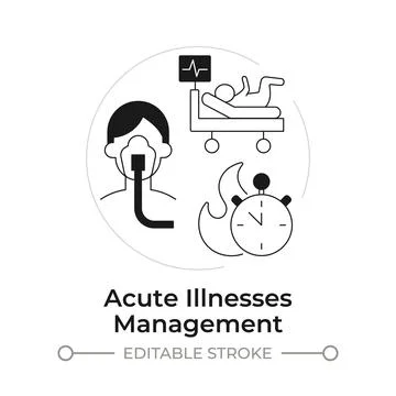 Acute illnesses management modern flat line concept icon Stock Illustration