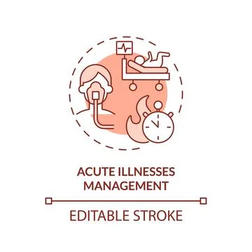 Acute illnesses management red concept icon Stock Illustration