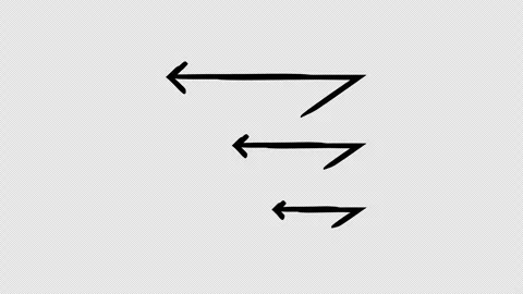 Acute left arrows in descending size hand-drawn sketch animation Stock Footage 329608908